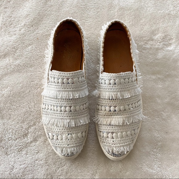 Anthro Seychelle Boho Crochet Leather Slip On Shoe - Picture 3 of 11